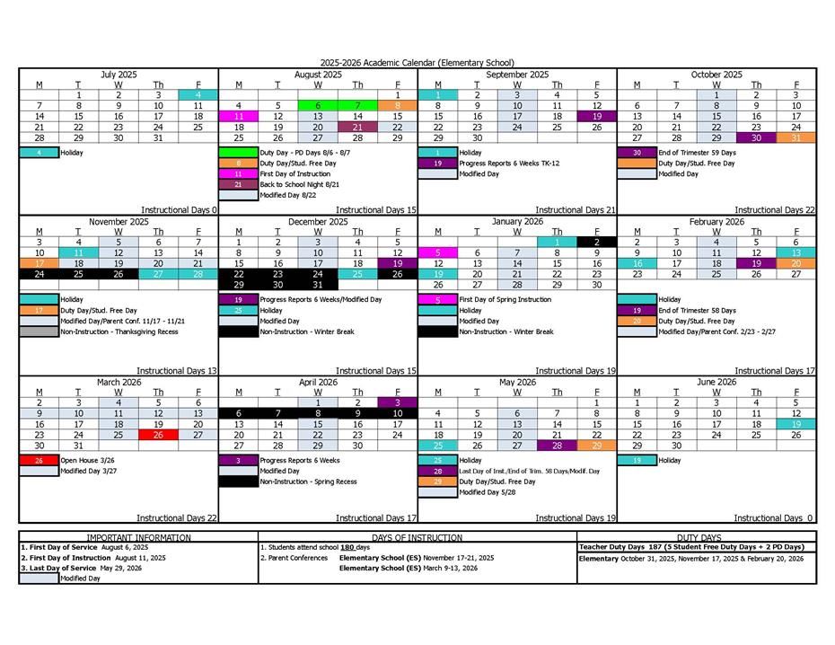 Academic Calendar